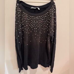 Pam & Gela Black Sweatshirt with Silver Embellishments
